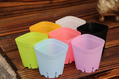 10pcs/lot 7*7*8cm random color Flower Pots pot trays,Plastic Pots,Creative Small Square Pots for Succulent plants GYH