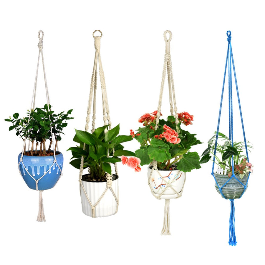 WITUSE Macrame Plant Hanger Hook Pot Holder Handmade 100% Cotton Cord Plant Hanger Hanging Basket Holder Simple/Tassel 28 35 46"