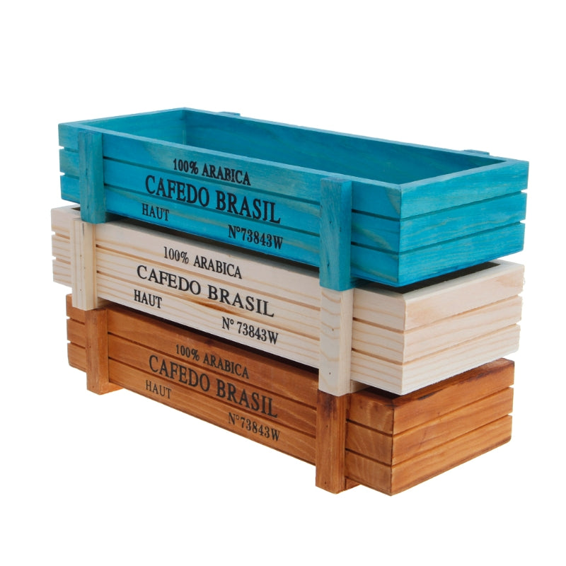 Garden Plant Pot Decorative Vintage Succulent Wooden Boxes Crates Rectangle Table Flower Pot Gardening Device