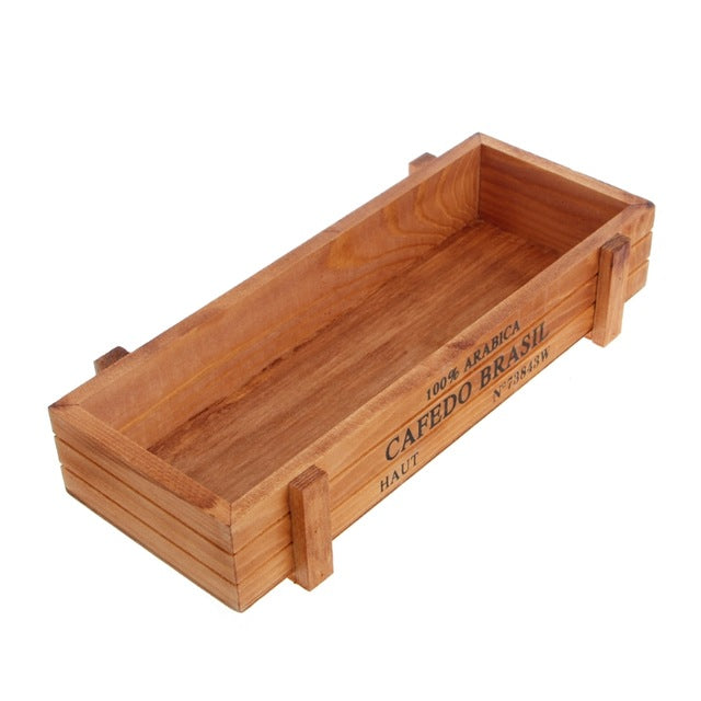 Garden Plant Pot Decorative Vintage Succulent Wooden Boxes Crates Rectangle Table Flower Pot Gardening Device