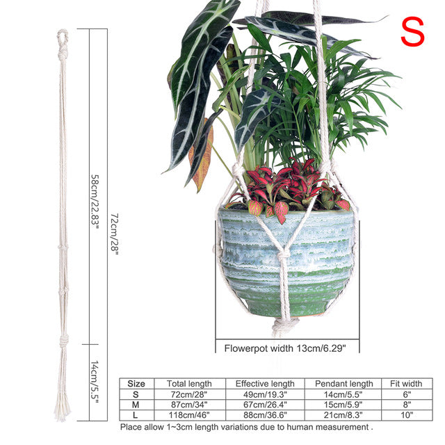 WITUSE Macrame Plant Hanger Hook Pot Holder Handmade 100% Cotton Cord Plant Hanger Hanging Basket Holder Simple/Tassel 28 35 46"