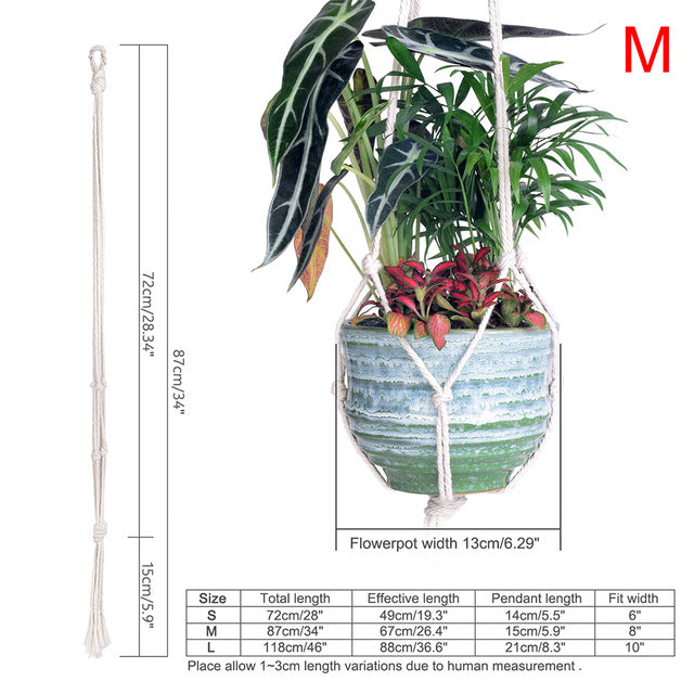 WITUSE Macrame Plant Hanger Hook Pot Holder Handmade 100% Cotton Cord Plant Hanger Hanging Basket Holder Simple/Tassel 28 35 46"
