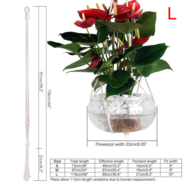 WITUSE Macrame Plant Hanger Hook Pot Holder Handmade 100% Cotton Cord Plant Hanger Hanging Basket Holder Simple/Tassel 28 35 46"