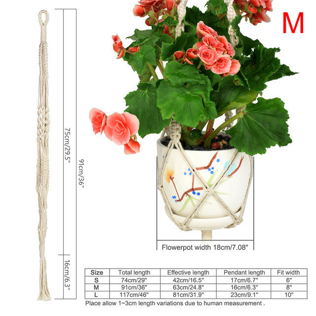 WITUSE Macrame Plant Hanger Hook Pot Holder Handmade 100% Cotton Cord Plant Hanger Hanging Basket Holder Simple/Tassel 28 35 46"