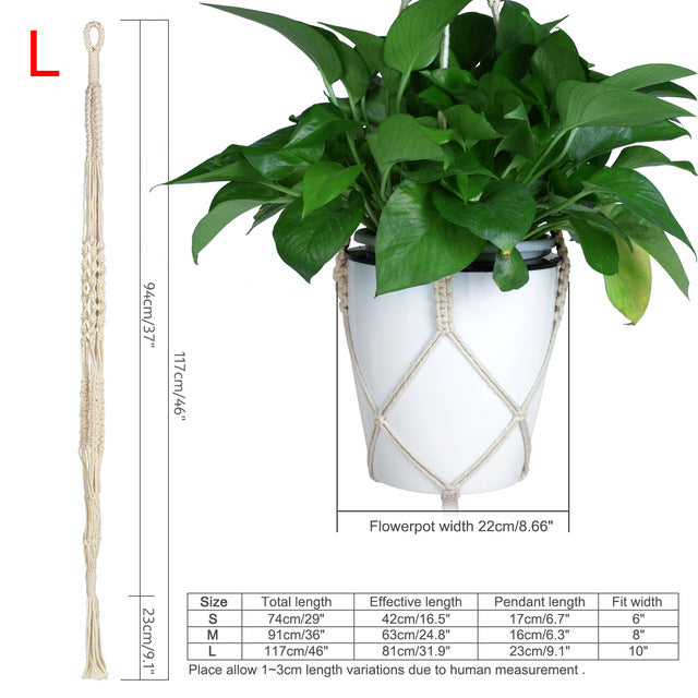 WITUSE Macrame Plant Hanger Hook Pot Holder Handmade 100% Cotton Cord Plant Hanger Hanging Basket Holder Simple/Tassel 28 35 46"