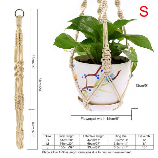WITUSE Macrame Plant Hanger Hook Pot Holder Handmade 100% Cotton Cord Plant Hanger Hanging Basket Holder Simple/Tassel 28 35 46"