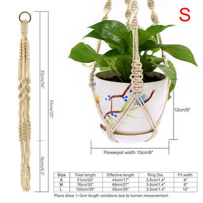 WITUSE Macrame Plant Hanger Hook Pot Holder Handmade 100% Cotton Cord Plant Hanger Hanging Basket Holder Simple/Tassel 28 35 46"