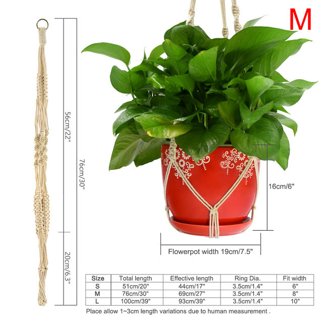 WITUSE Macrame Plant Hanger Hook Pot Holder Handmade 100% Cotton Cord Plant Hanger Hanging Basket Holder Simple/Tassel 28 35 46"