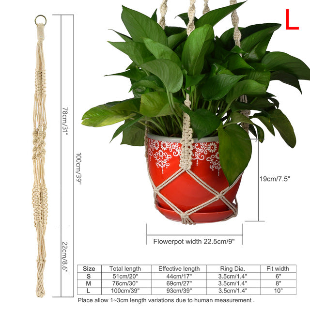 WITUSE Macrame Plant Hanger Hook Pot Holder Handmade 100% Cotton Cord Plant Hanger Hanging Basket Holder Simple/Tassel 28 35 46"