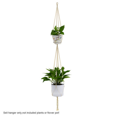 WITUSE Macrame Plant Hanger Hook Pot Holder Handmade 100% Cotton Cord Plant Hanger Hanging Basket Holder Simple/Tassel 28 35 46"