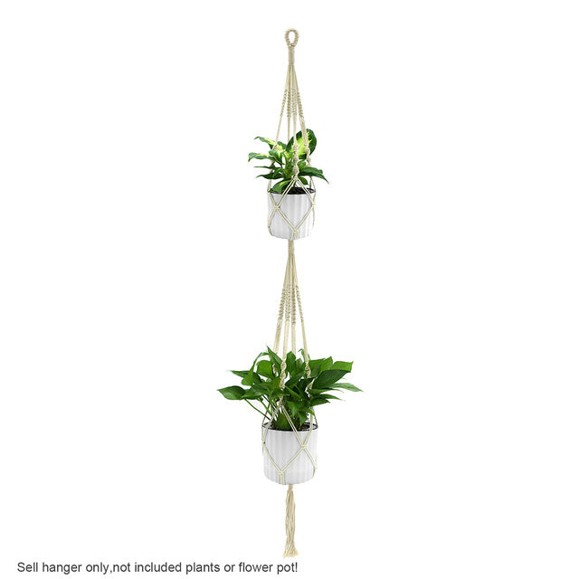 WITUSE Macrame Plant Hanger Hook Pot Holder Handmade 100% Cotton Cord Plant Hanger Hanging Basket Holder Simple/Tassel 28 35 46"