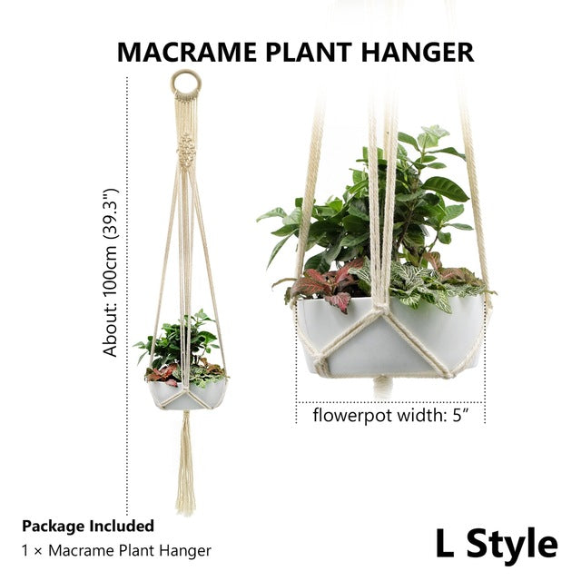 WITUSE Macrame Plant Hanger Hook Pot Holder Handmade 100% Cotton Cord Plant Hanger Hanging Basket Holder Simple/Tassel 28 35 46"