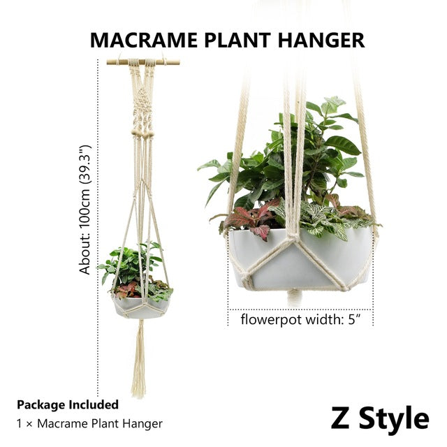 WITUSE Macrame Plant Hanger Hook Pot Holder Handmade 100% Cotton Cord Plant Hanger Hanging Basket Holder Simple/Tassel 28 35 46"