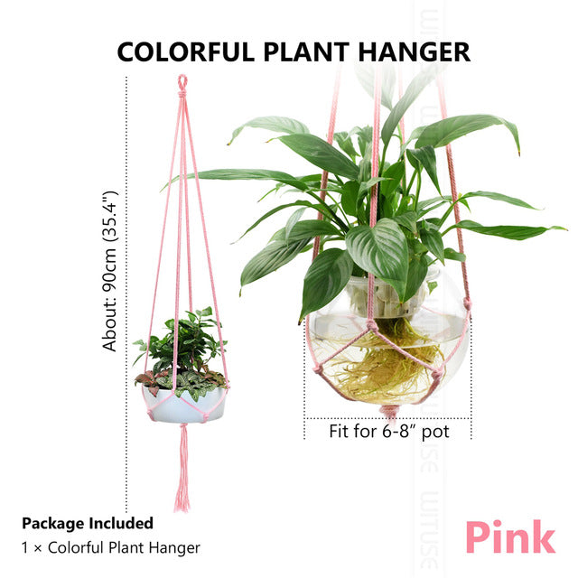WITUSE Macrame Plant Hanger Hook Pot Holder Handmade 100% Cotton Cord Plant Hanger Hanging Basket Holder Simple/Tassel 28 35 46"