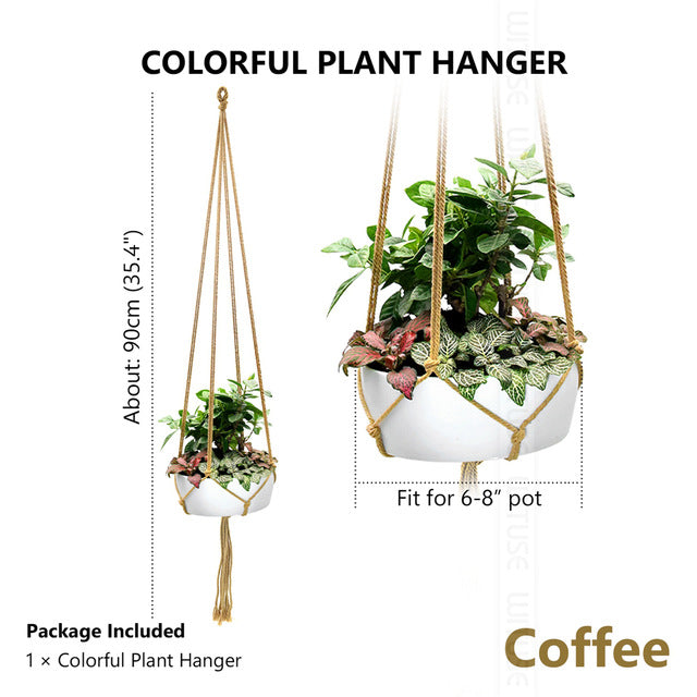 WITUSE Macrame Plant Hanger Hook Pot Holder Handmade 100% Cotton Cord Plant Hanger Hanging Basket Holder Simple/Tassel 28 35 46"