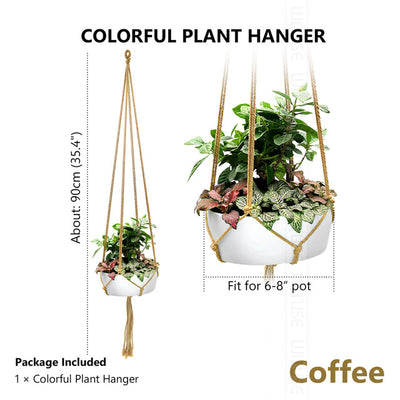 WITUSE Macrame Plant Hanger Hook Pot Holder Handmade 100% Cotton Cord Plant Hanger Hanging Basket Holder Simple/Tassel 28 35 46"